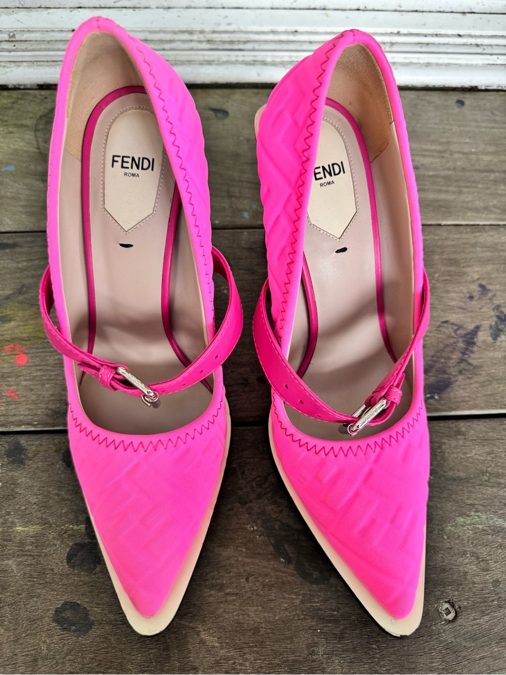 Fendi x Nicki Minaj Hot Pink Pointed-Toe Mary Jane Pumps